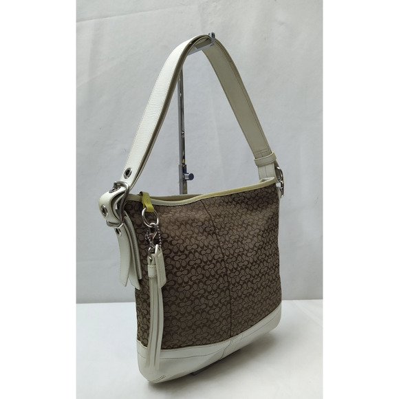 Coach Signature Brown Canvas Leather Trim Crossbody Shoulder Bag - Picture 3 of 16